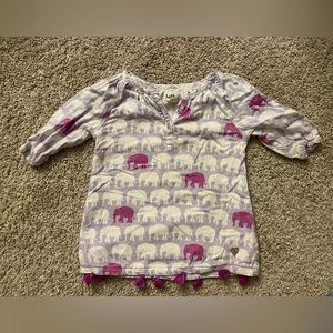 Hatley toddler girls purple top with elephant print and fringe